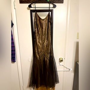 Beaded gold an black flapper style dress